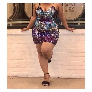 Fashionnova Sequin Ombré Mini Party Dress